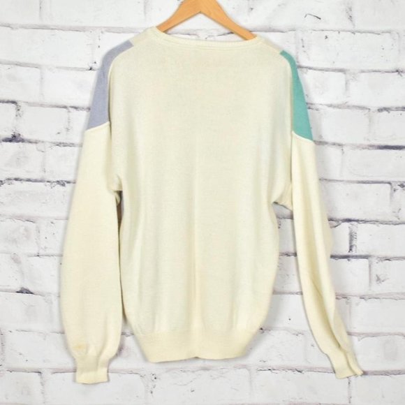 Vintage 80s Pastel Abstract Grandpa Golf Sweater - Picture 6 of 6